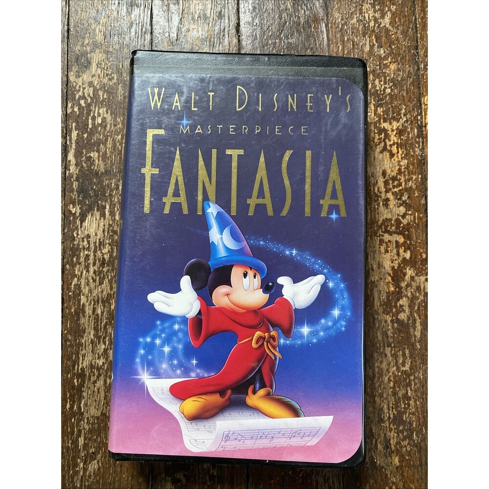 Fantasia VHS Walt Disney's Masterpiece Clamshell Movie Black Case W/ PromoPapers
